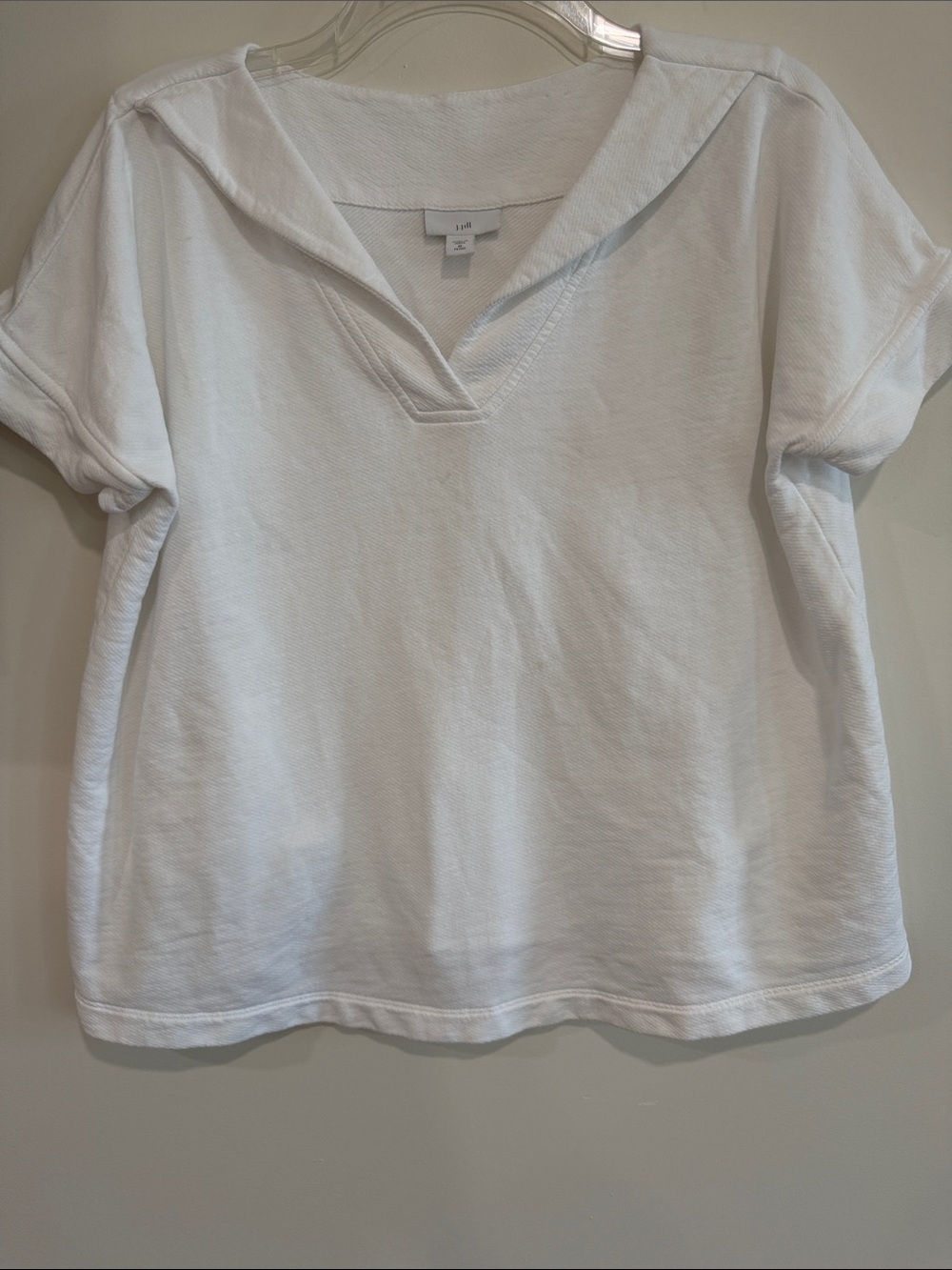 J. Jill White Short Sleeve V-Neck Sailor Top